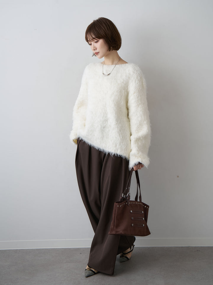 [予約]フェザーシャギーボックスプルオーバー/white