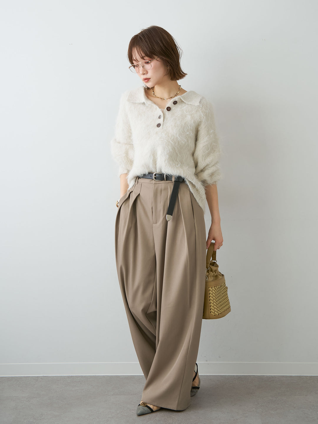 [予約]ヘンリーシャギーニットトップス/oatmeal