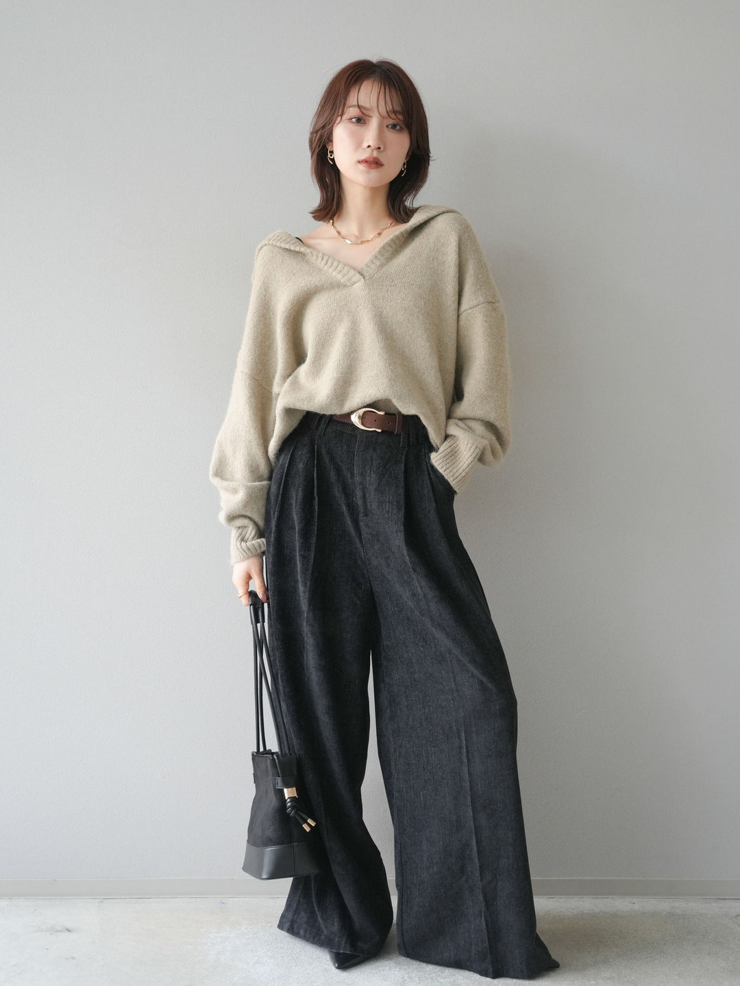 [SET]スキッパーニットプルオーバー+選べるアクセセット(2set)