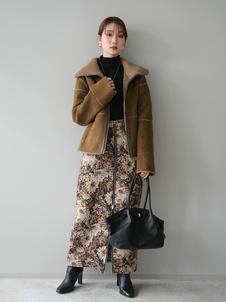 [予約]スタンドカラームートンZIPジャケット/khaki