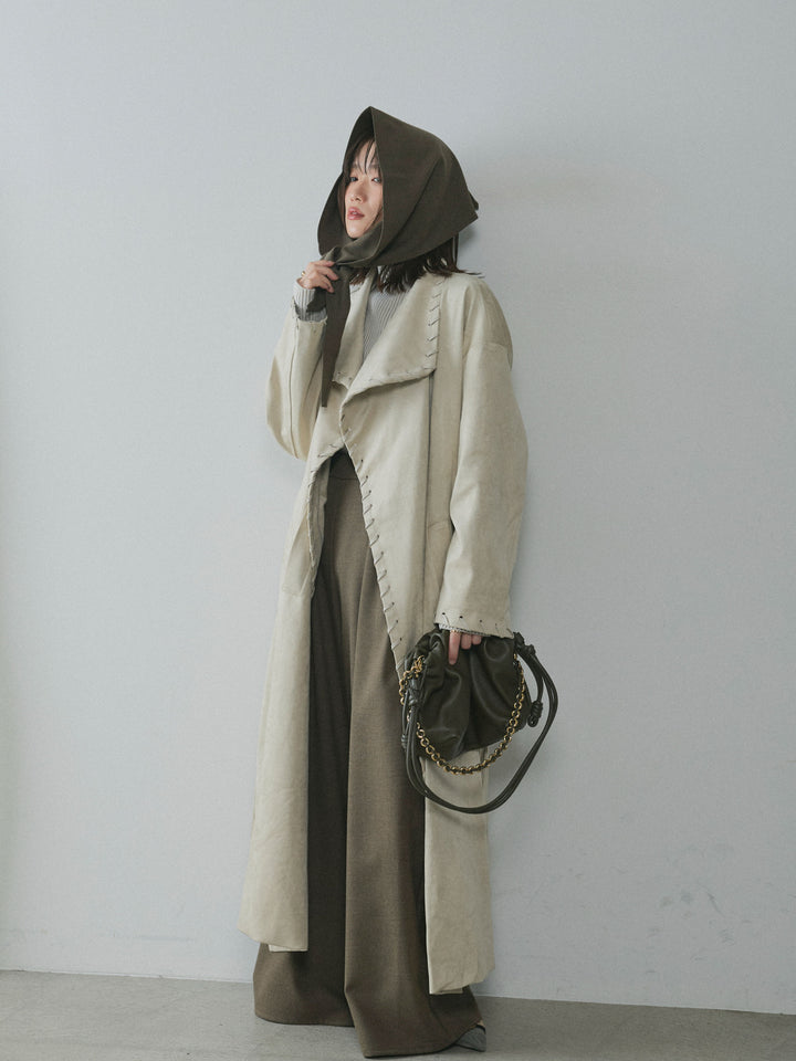 【Allure】[SET]スウェードハンドステッチロングコート+スウェードハンドステッチロングコート(2set)