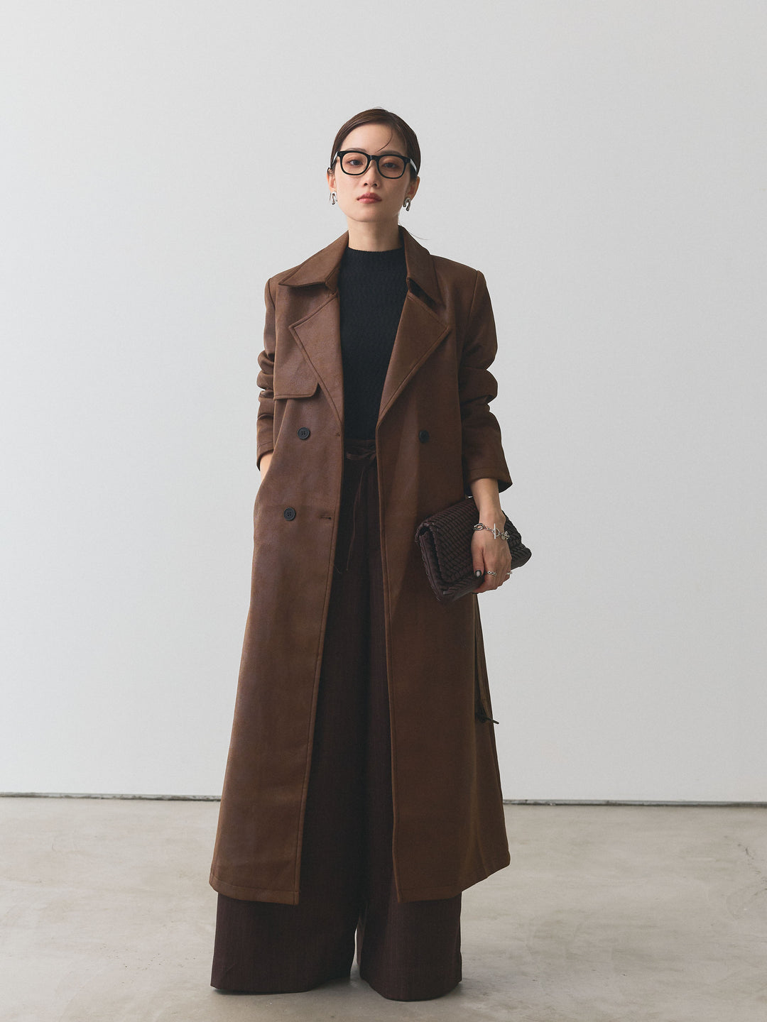 [予約]ヴィンテージレザートレンチコート/ブラウン