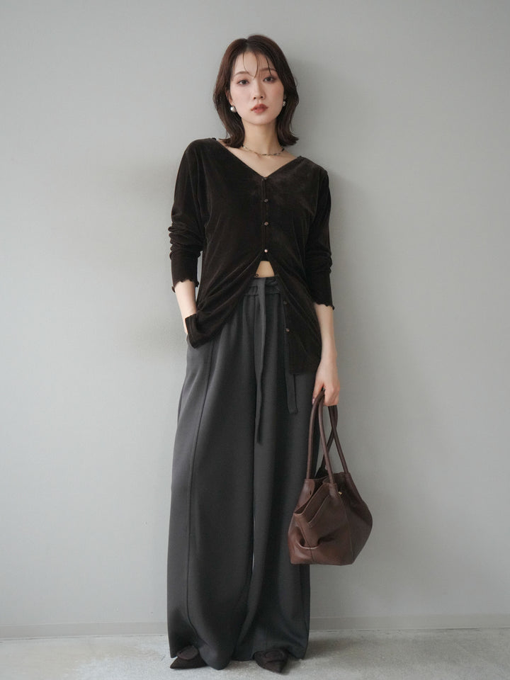 [予約]ベロアカーディガン/brown