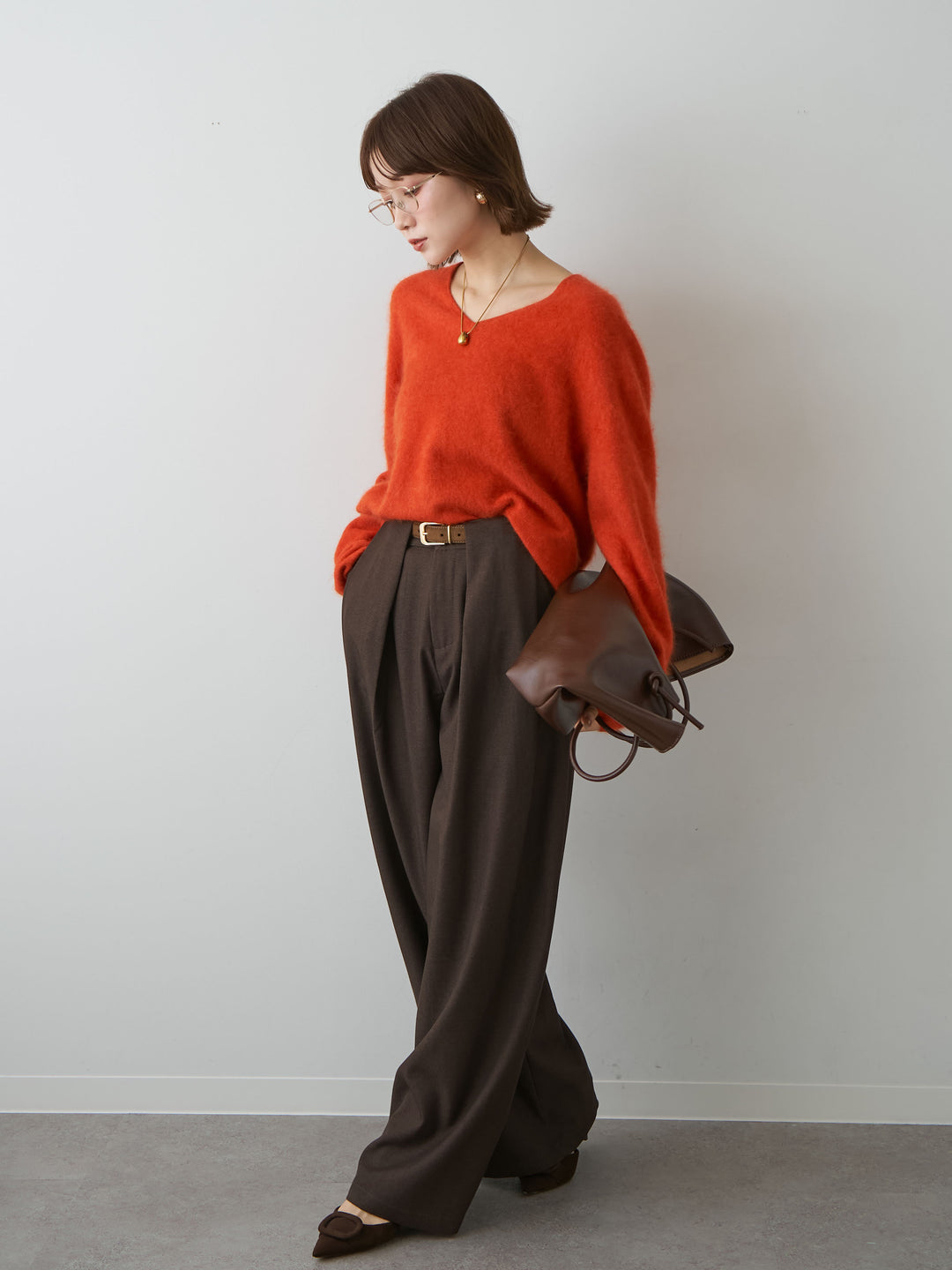 [SET]カシミア混フェザータッチVネックニットトップス+カシミア混フェザータッチVネックニットトップス(2set)