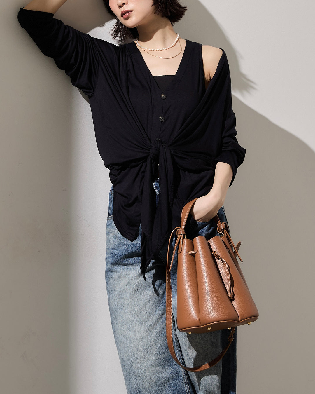 [予約]カットツイストカーディガン/navy
