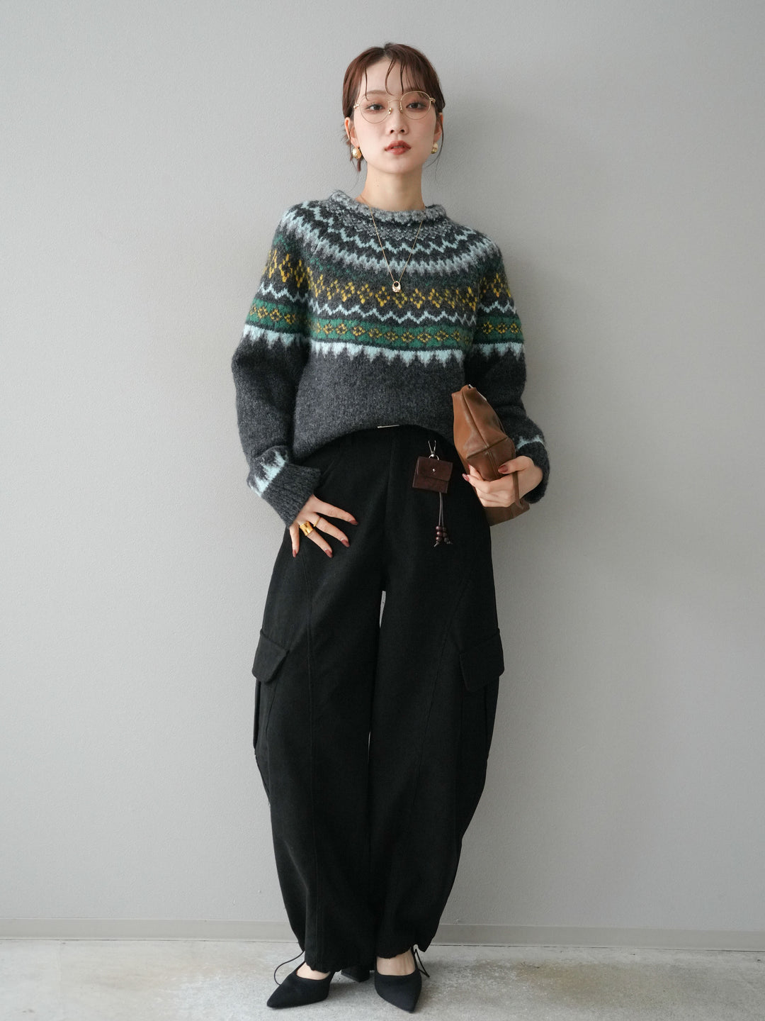 [予約]ベルト付コーデュロイカーゴパンツ/black