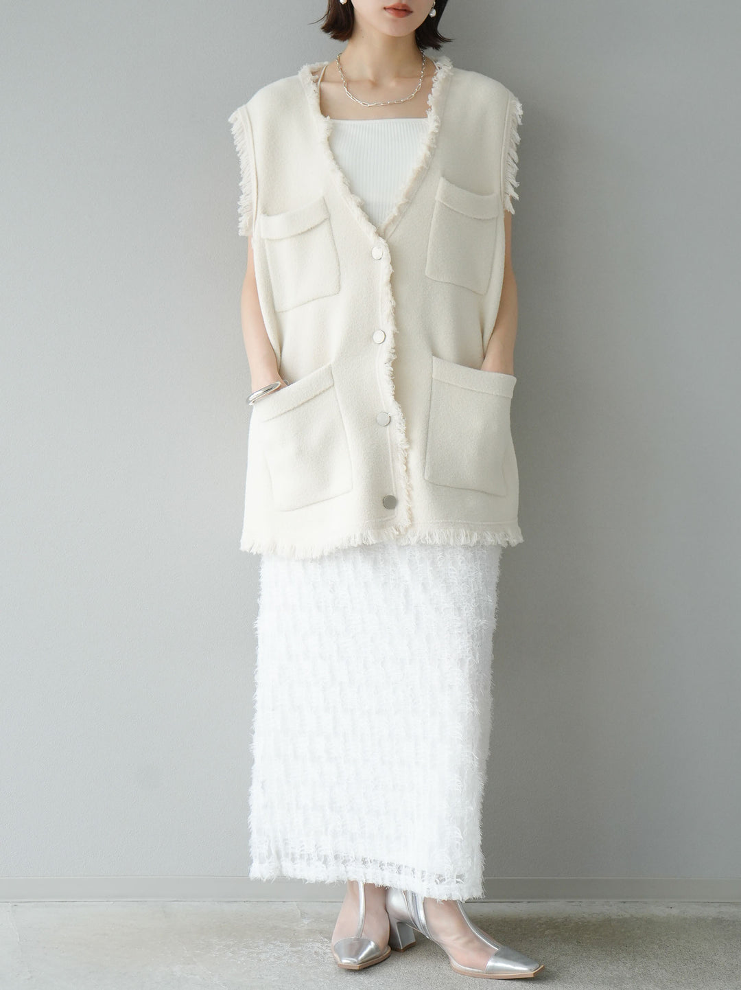 [予約]フリンジチュールスカート/オフ