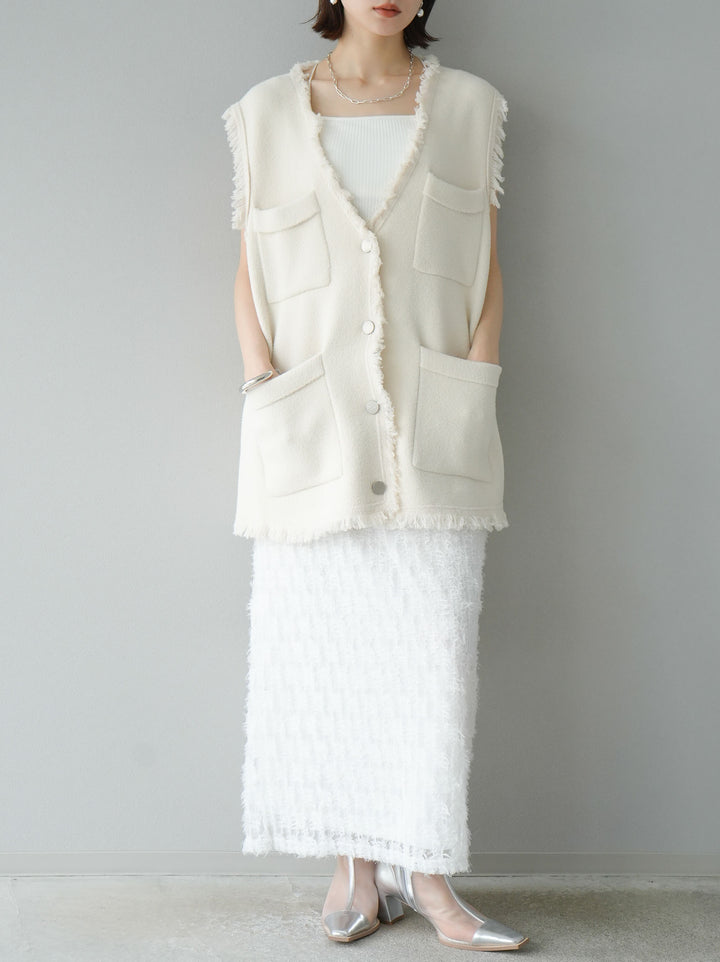 [予約]フリンジチュールスカート/オフ