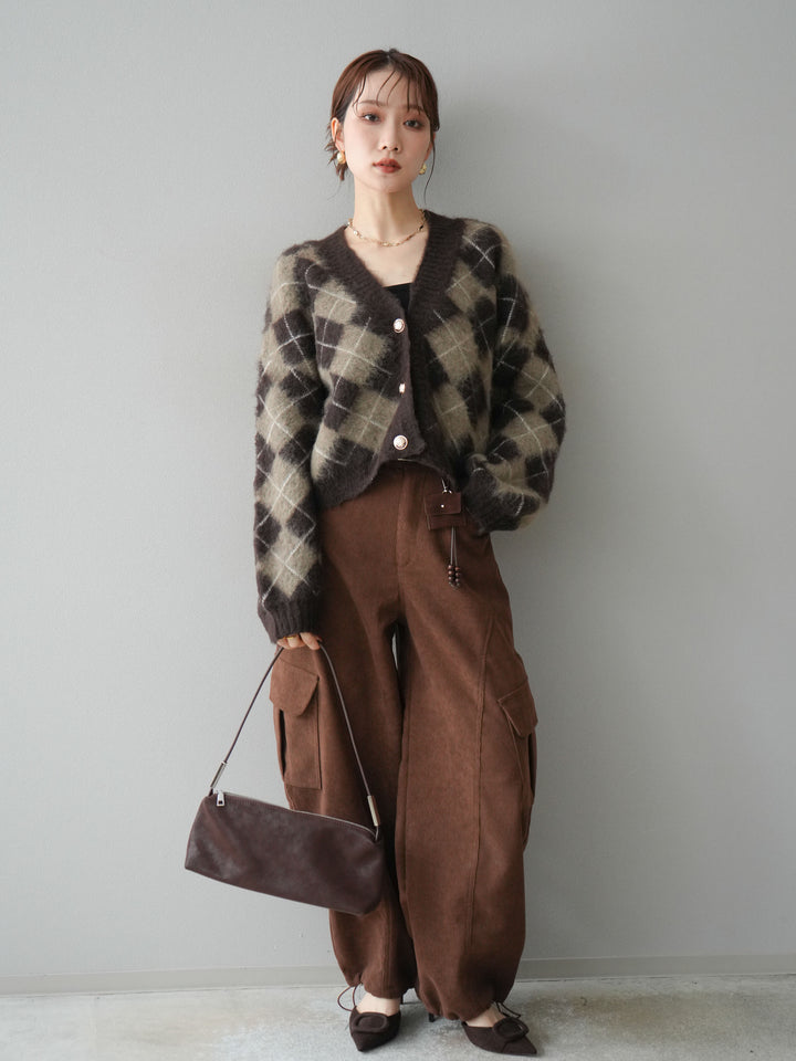 [予約]ベルト付コーデュロイカーゴパンツ/brown