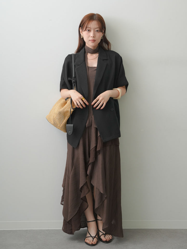 [予約]ラッフルヘムレイヤードキャミワンピース/brown
