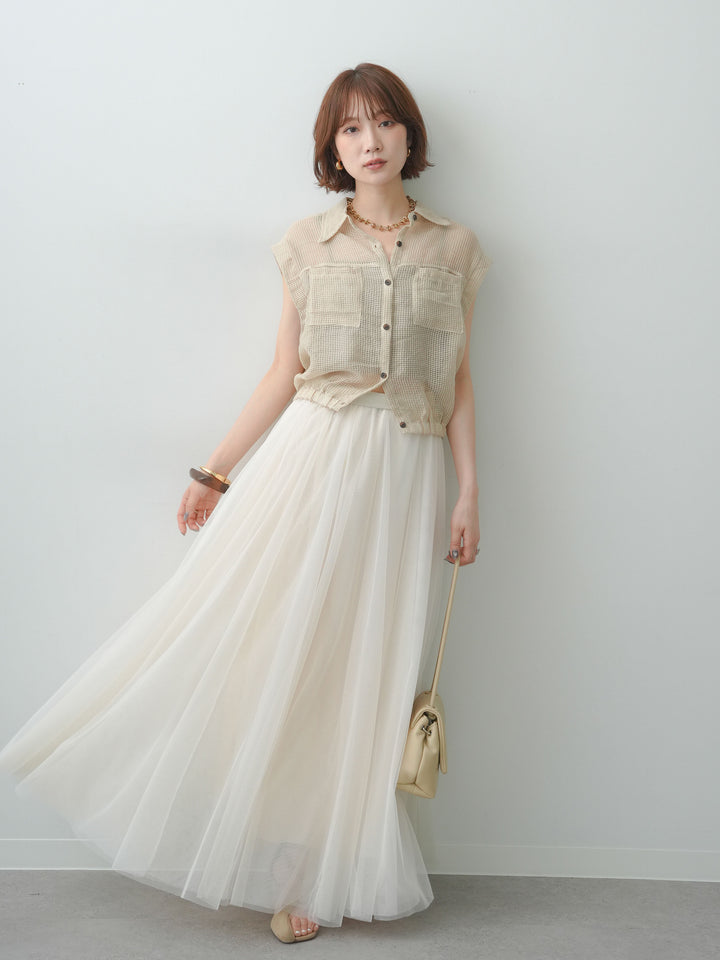 [SET]ラッセルメッシュフレンチシャツ+ラッセルメッシュフレンチシャツ(2set)