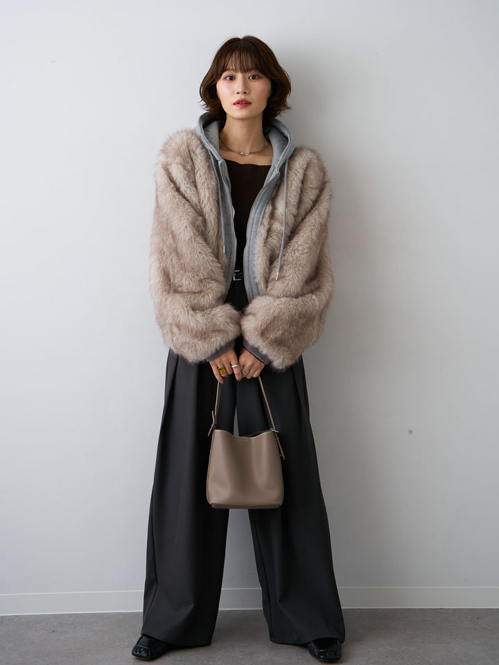 [SET]スウェットファードッキングフードブルゾン+スウェットファードッキングフードブルゾン(2set)