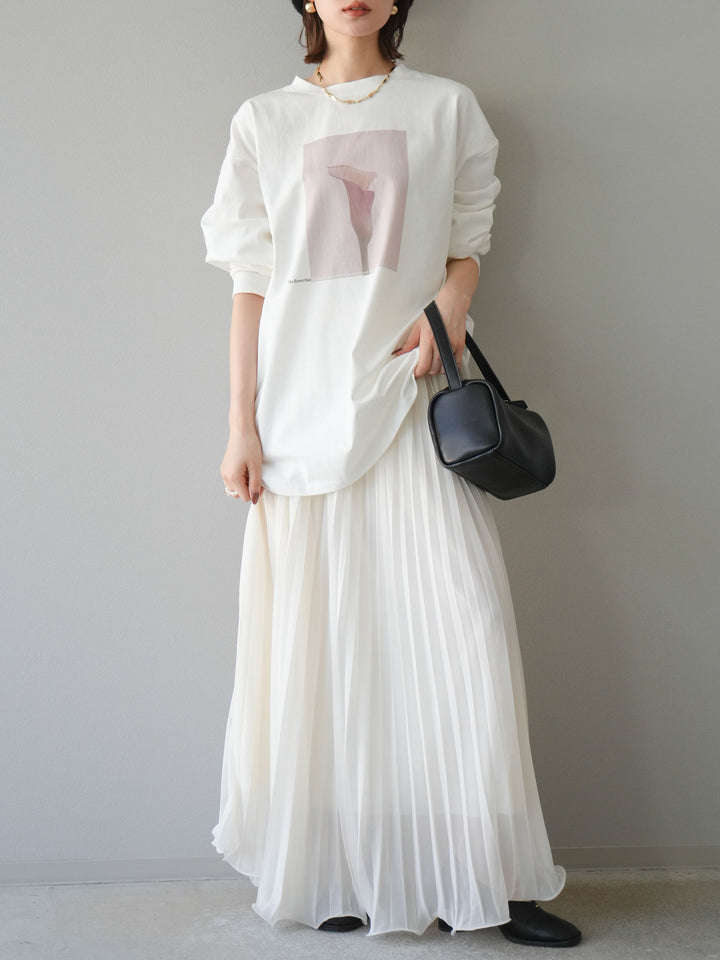 [予約]シフォンプリーツパイピングスカート/アイボリー