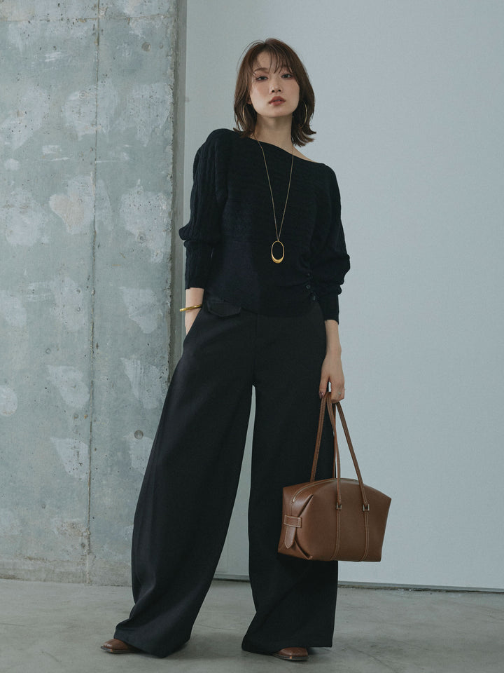 【Allure】[SET]ワンショルケーブル編みニット+ワンショルケーブル編みニット(2set)