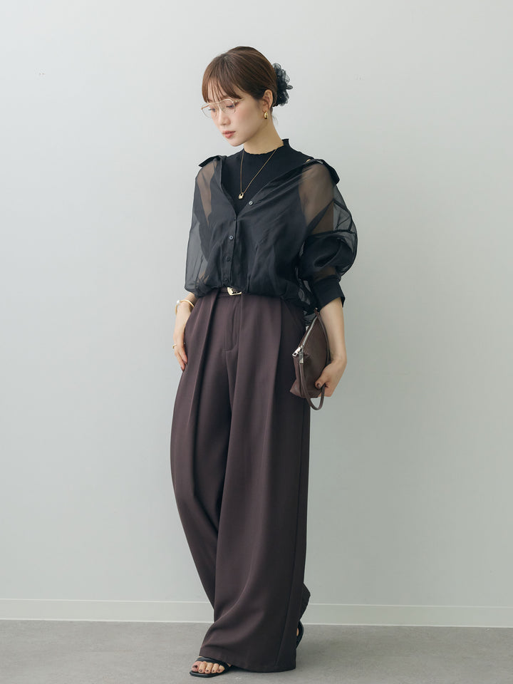 [予約]シアーニットコンビレイヤードデザイントップス/black