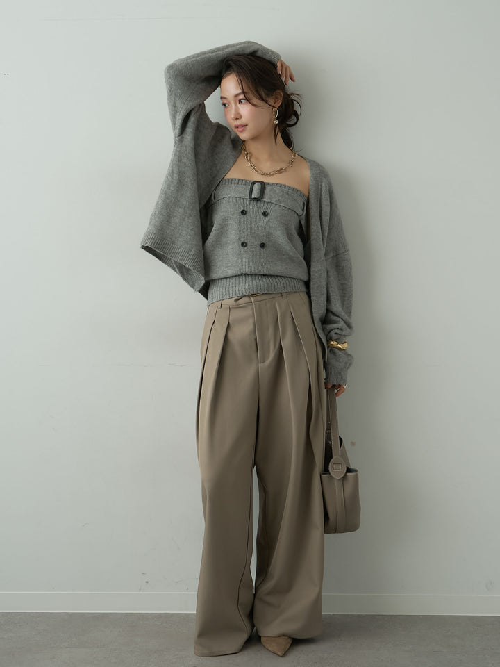 [SET]ニットカーデ＆ニットベアトップSET UP(2SET)+ニットカーデ＆ニットベアトップSET UP(2SET)(2set)