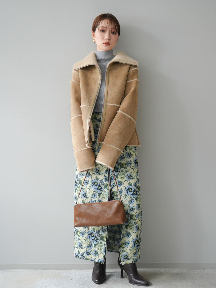 [予約]スタンドカラームートンZIPジャケット/beige