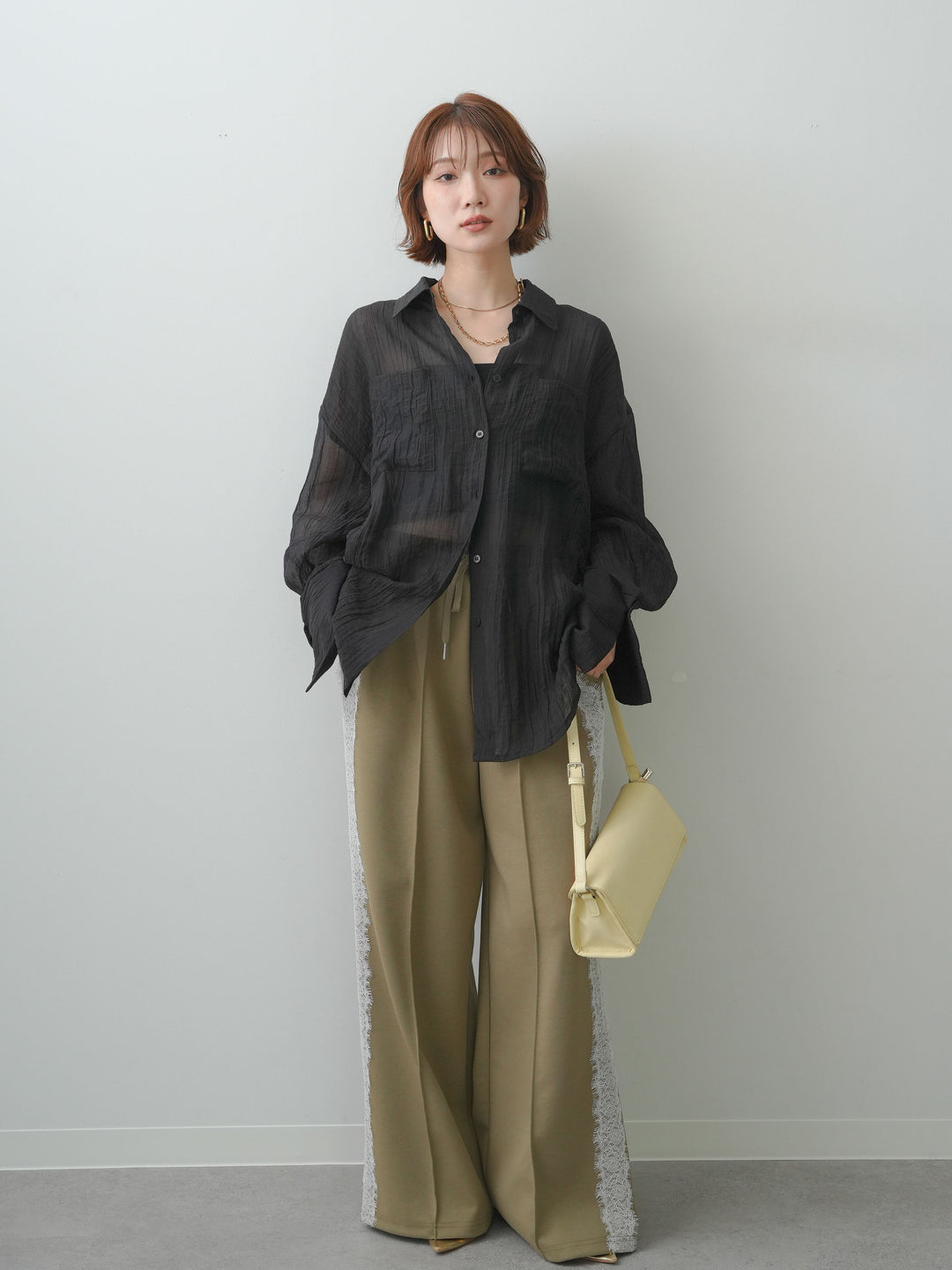 [予約]ダブルポケットシアーワッシャーシャツblack