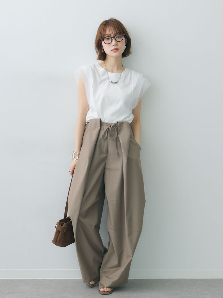[SET]ショルダーチュールノースリTEE+ショルダーチュールノースリTEE(2set)