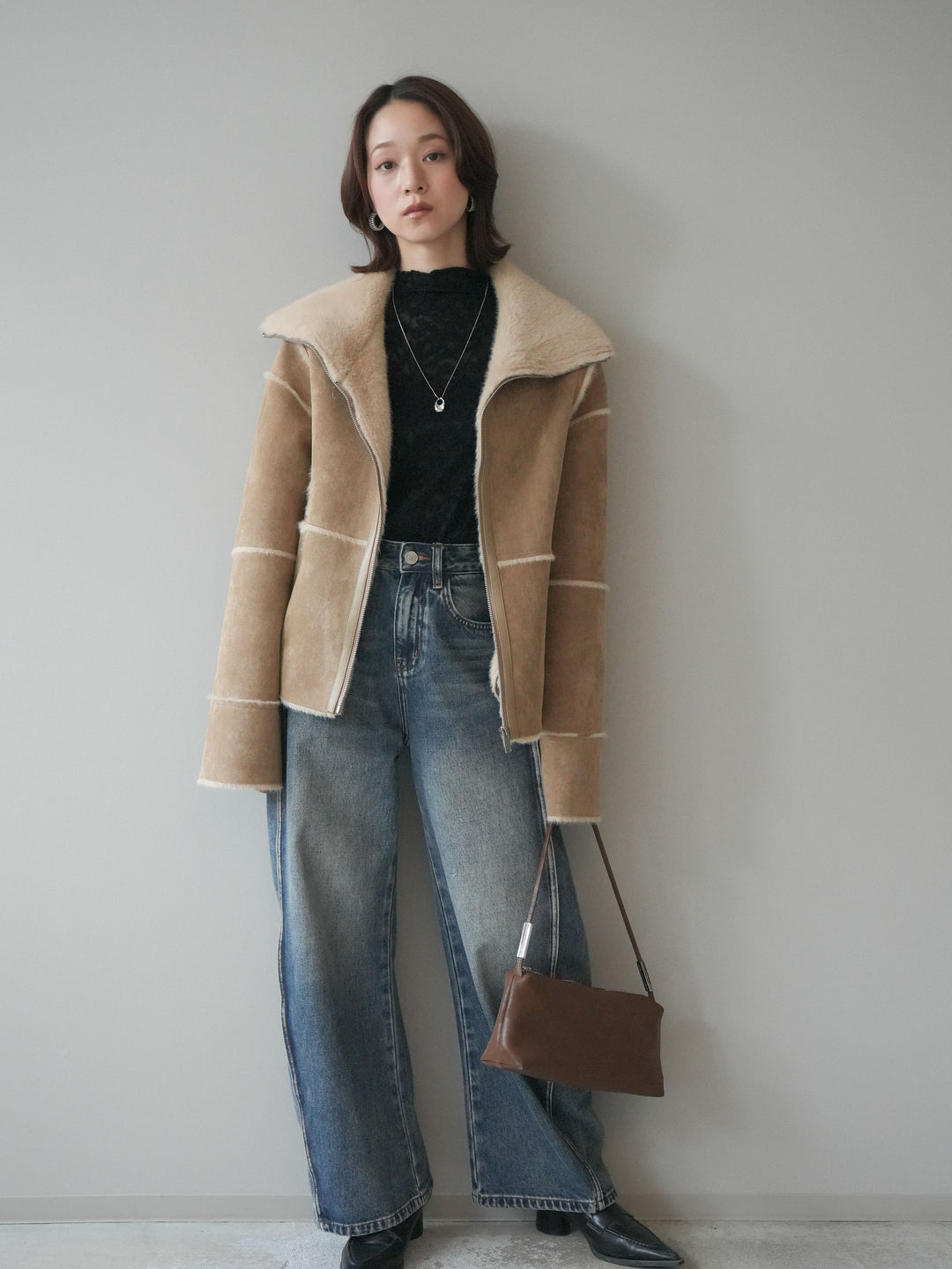 [予約]サイド切替カーブデニムパンツ/blue