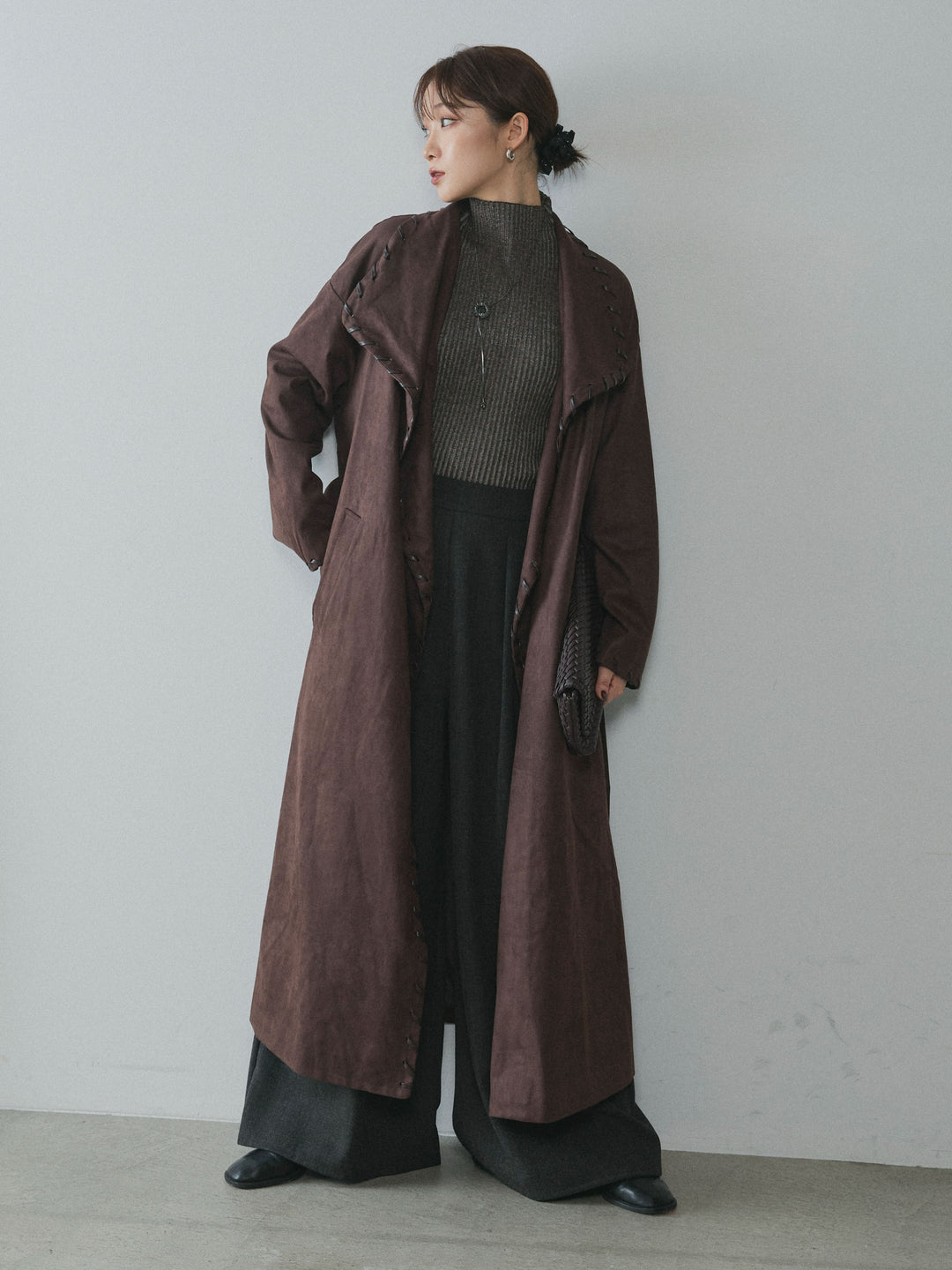 [予約]スカーフ付ワイドパンツ/black