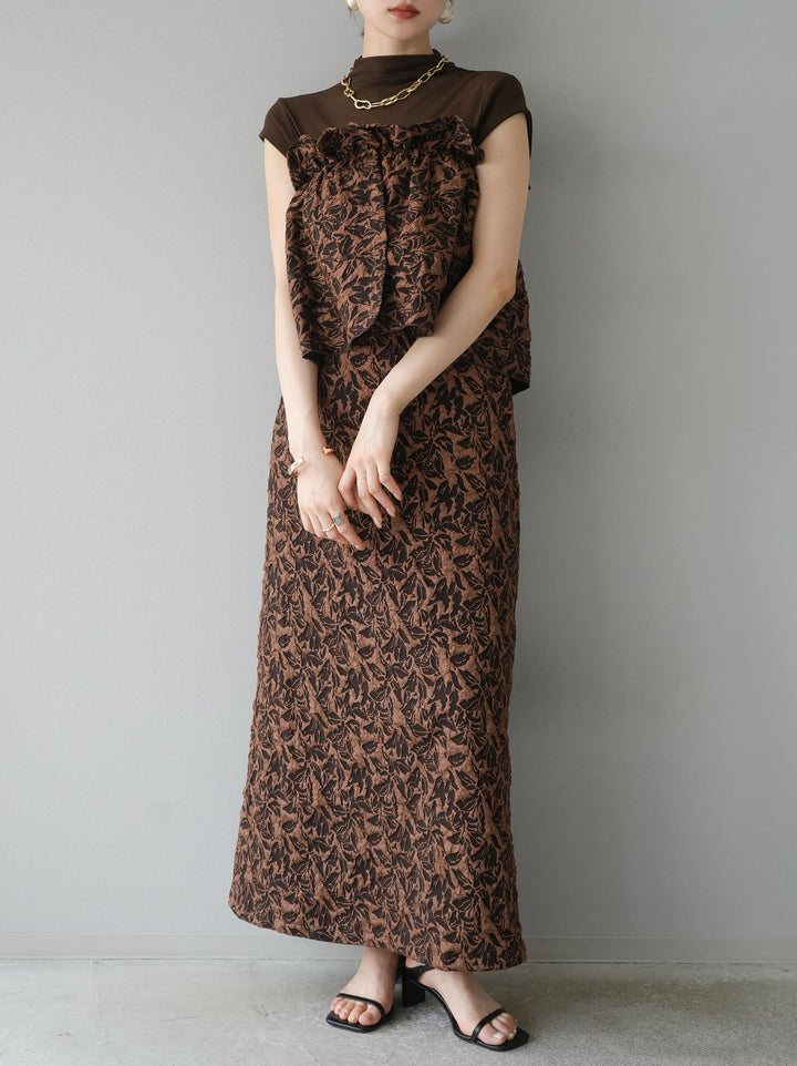 [予約]膨れジャガードマルチWAYスカート/ブラウン