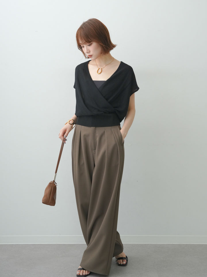 [SET]カシュクールフレンチニットトップス+選べるアクセセット(2set)