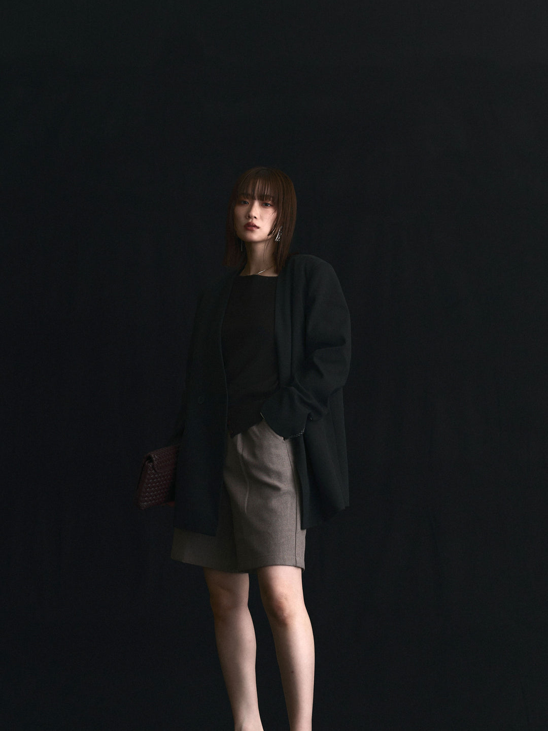 [予約]ウールライクハーフパンツ/グレー