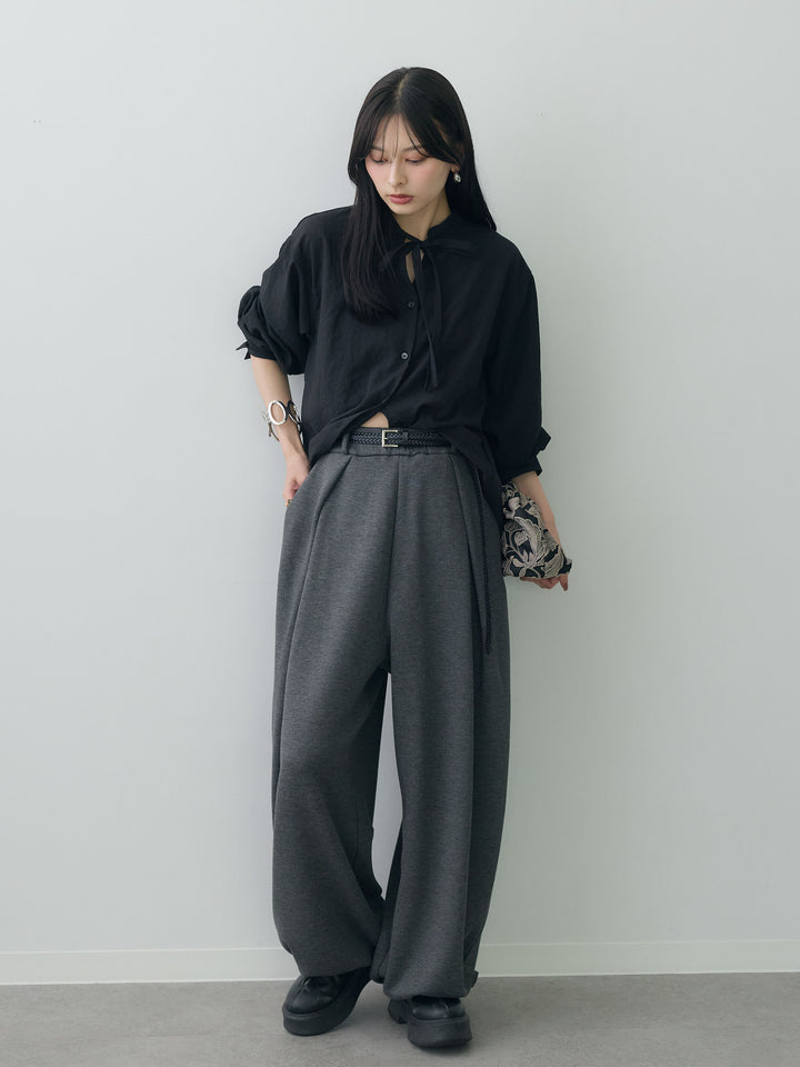 [SET]バックギャザーボウタイブラウス+バックギャザーボウタイブラウス(2set)