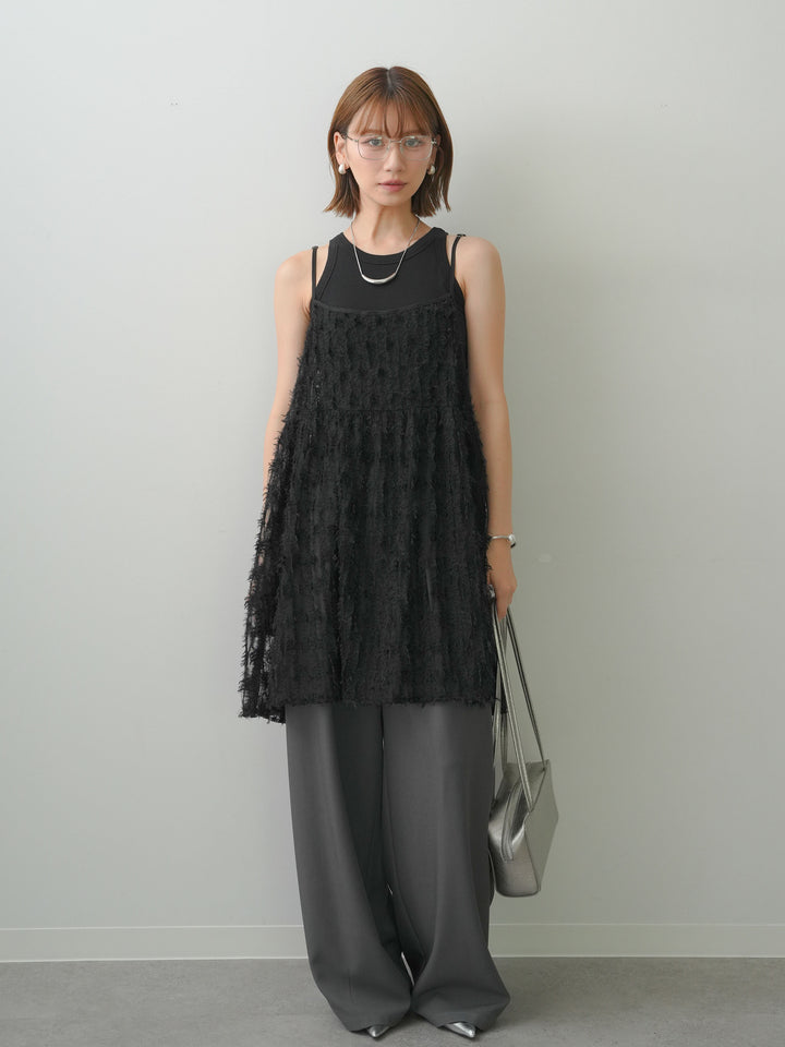 [予約]フェザージャガードキャミチュニック/black
