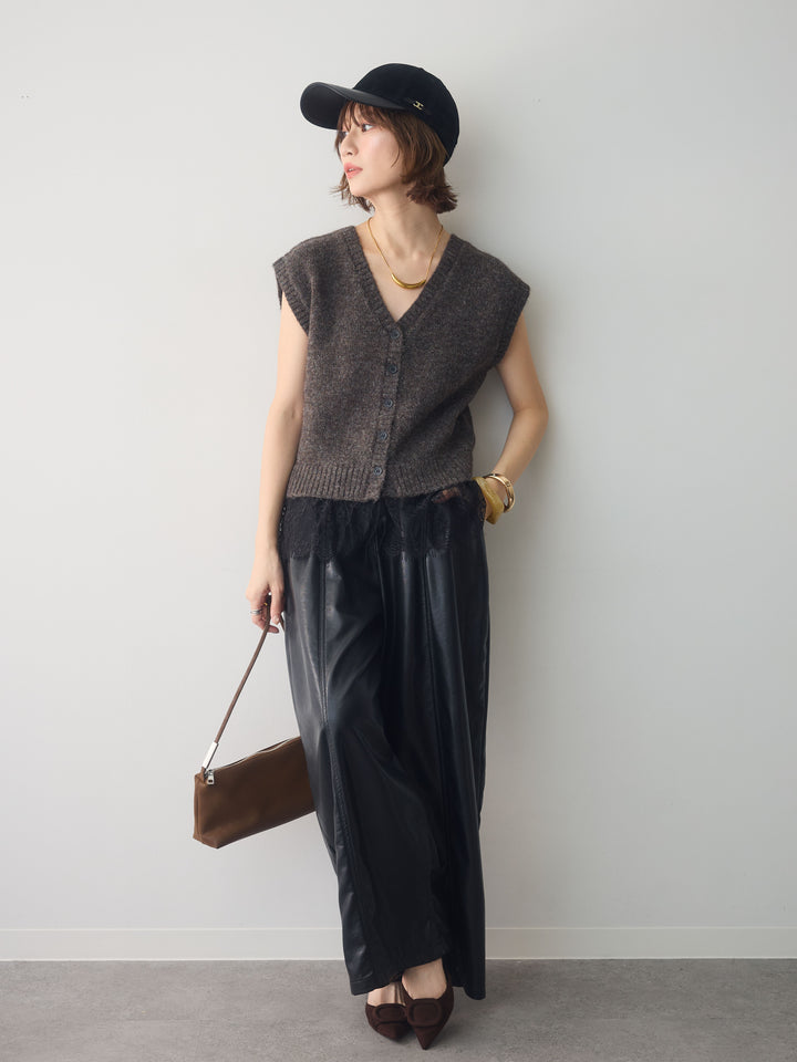 [予約]モヘアレースドッキングベスト/brown
