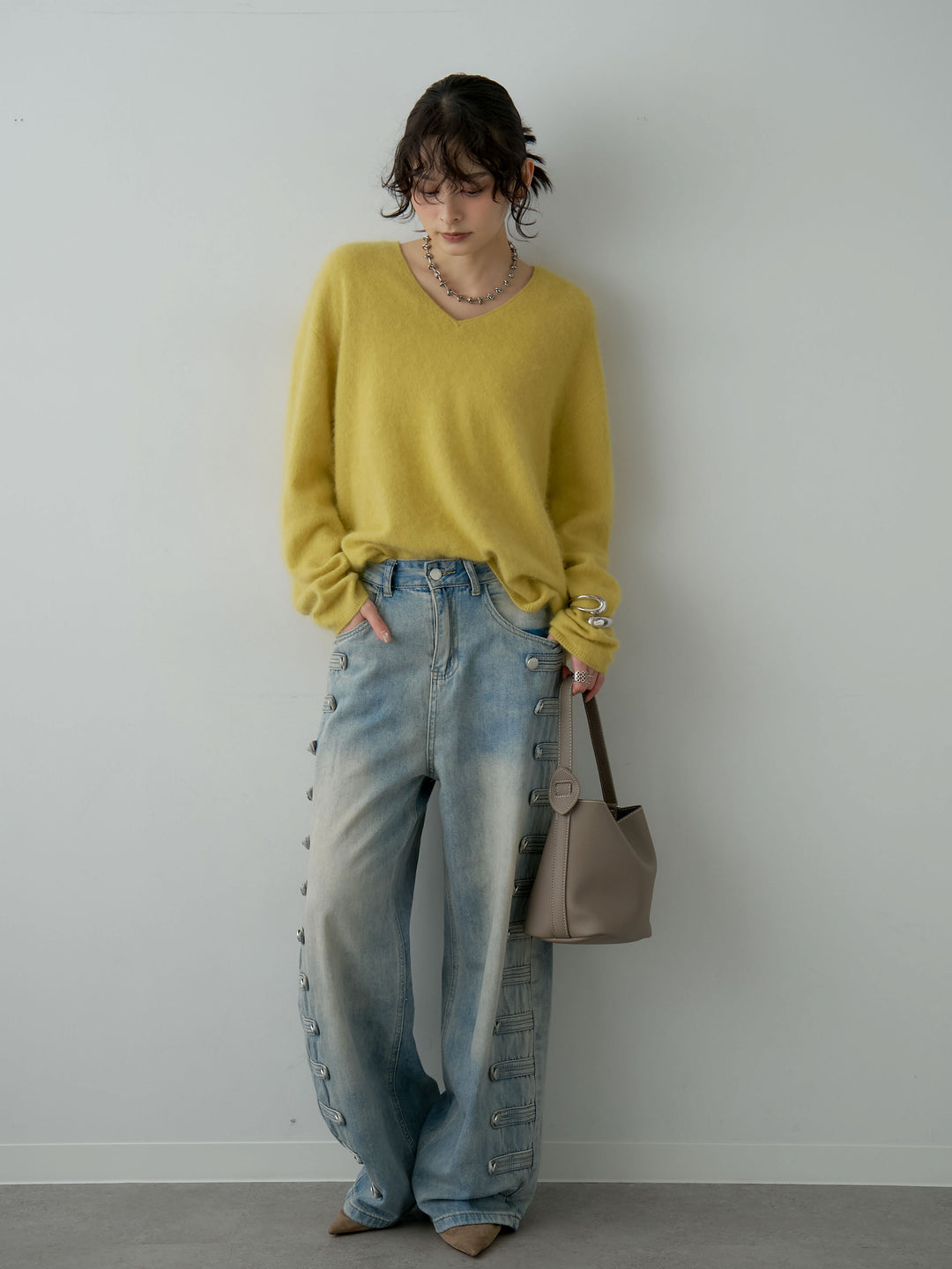 [SET]カシミア混フェザータッチVネックニットトップス+カシミア混フェザータッチVネックニットトップス(2set)