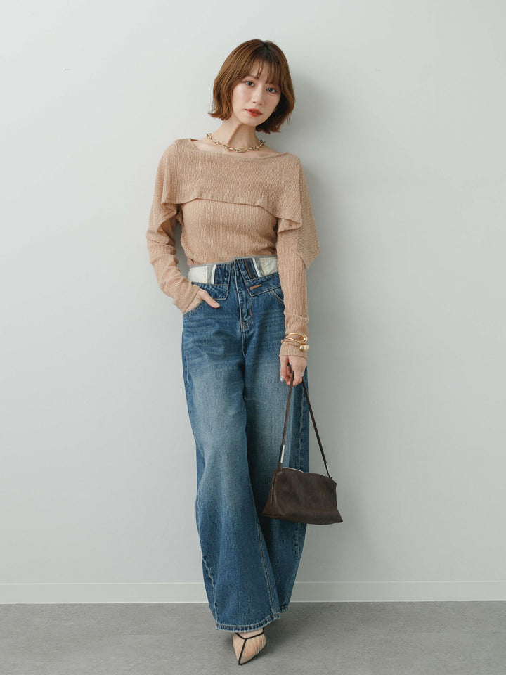 [予約]レースケープデザイントップス/pinkbeige