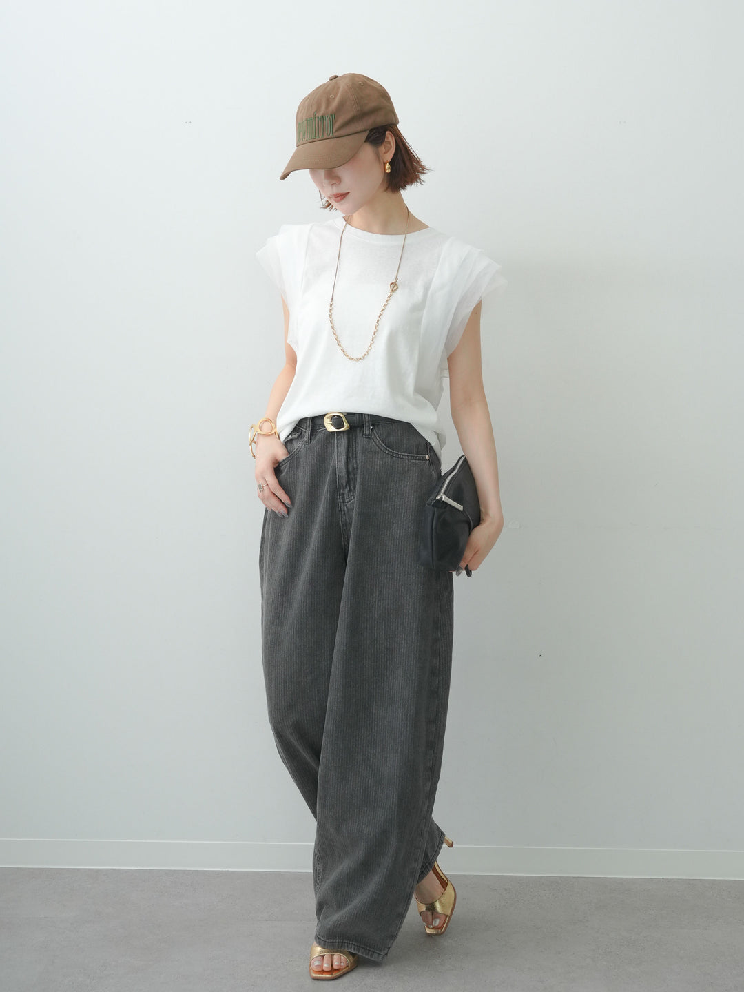 [SET]ショルダーチュールノースリTEE+ショルダーチュールノースリTEE(2set)