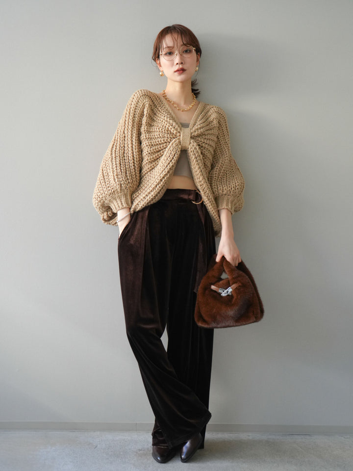 [SET]ローゲージ畦編みドルマンニットボレロ+選べるアクセセット(2set)