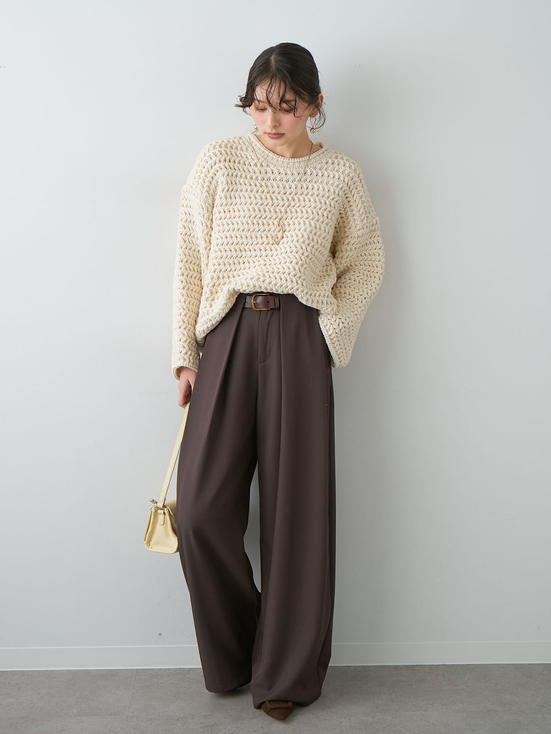 [SET]立体ヘリンボーン編みニットプルオーバー+立体ヘリンボーン編みニットプルオーバー(2set)