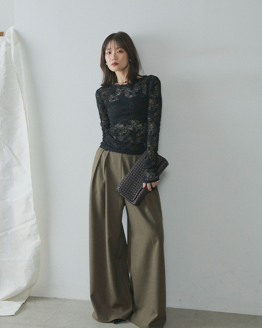 [予約]バックオープンレーストップス/black