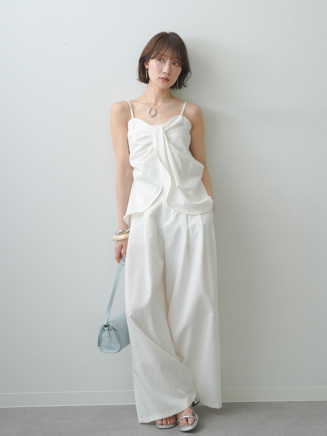 [SET]リボンデザインビスチェ＆タックワイドパンツSET UP(2SET)+リボンデザインビスチェ＆タックワイドパンツSET UP(2SET)(2set)