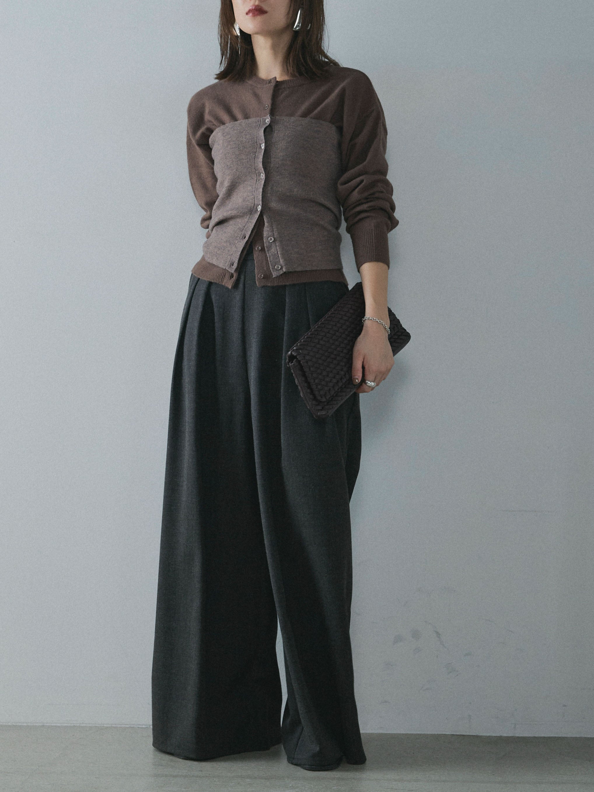 Allure】[SET]2WAYビスチェアンサンブルカーディガン+スカーフ付ワイド
