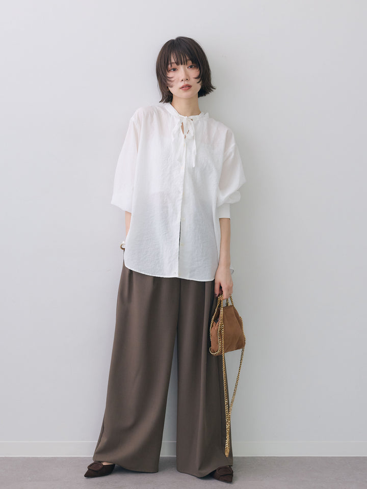 [予約]バックギャザーボウタイブラウス/offwhite