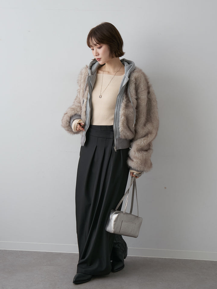 [予約]スウェットファードッキングフードブルゾン/beige