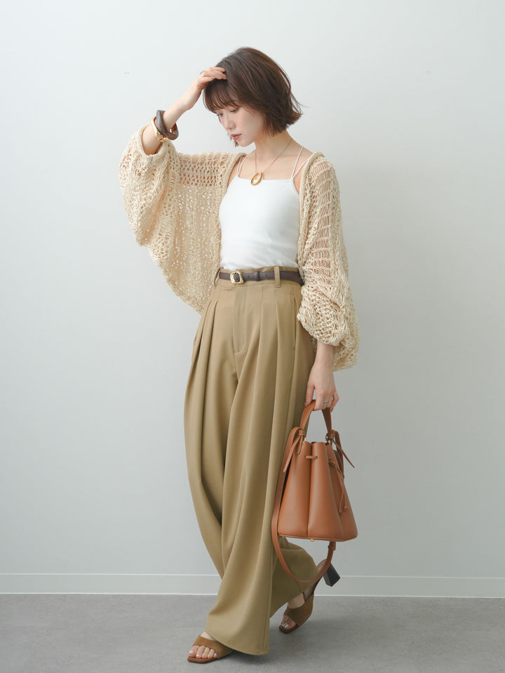 [予約]ミックスメッシュニットボレロ/beige
