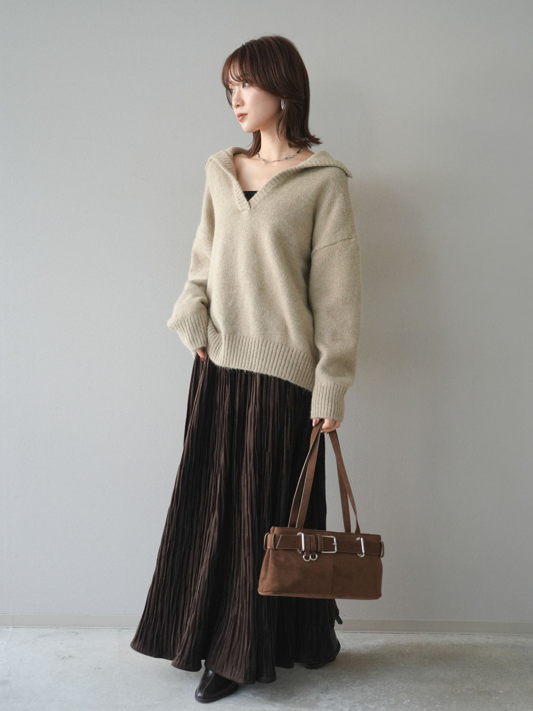 [SET]スキッパーニットプルオーバー+選べるアクセセット(2set)