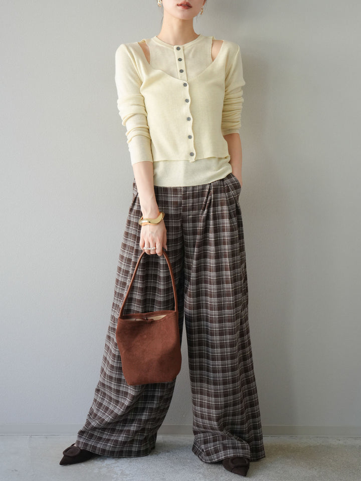 [予約]レイヤードデザインニットカーディガン/アイボリー