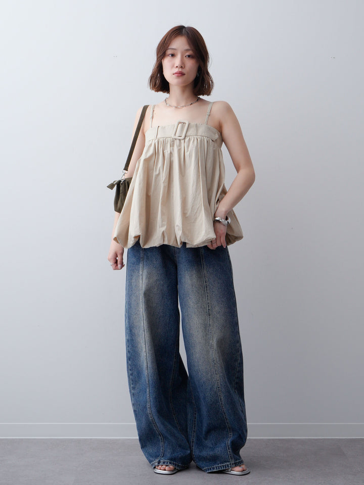 [予約]バックル付バルーンキャミトップス/beige