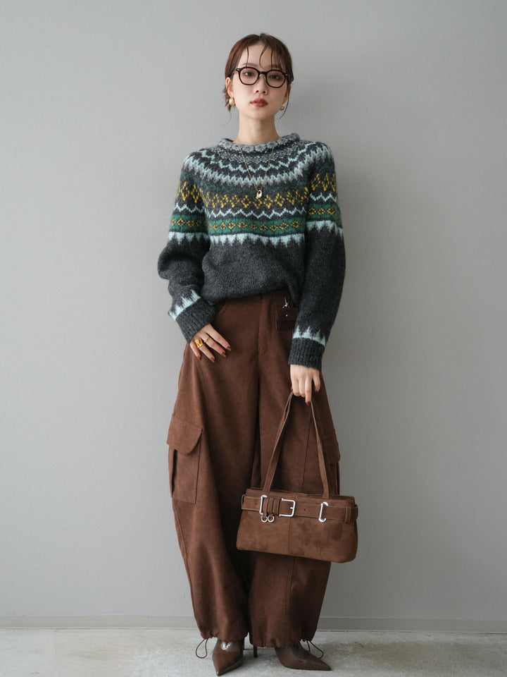 [予約]ベルト付コーデュロイカーゴパンツ/brown