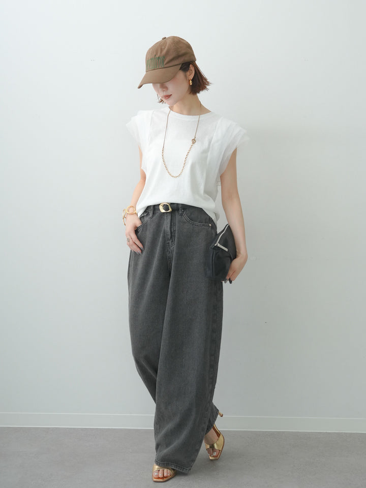 [SET]ショルダーチュールノースリTEE+選べるアクセセット(2set)