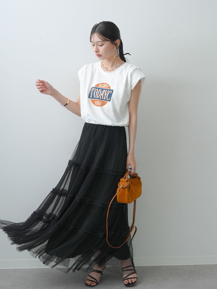 [SET]ヴィンテージロゴドロストTEE+ホイップチュールティアードフレアスカート(2set)
