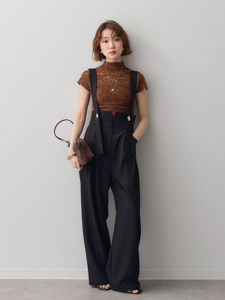 [予約]ベルベットレースフレンチトップス/brown