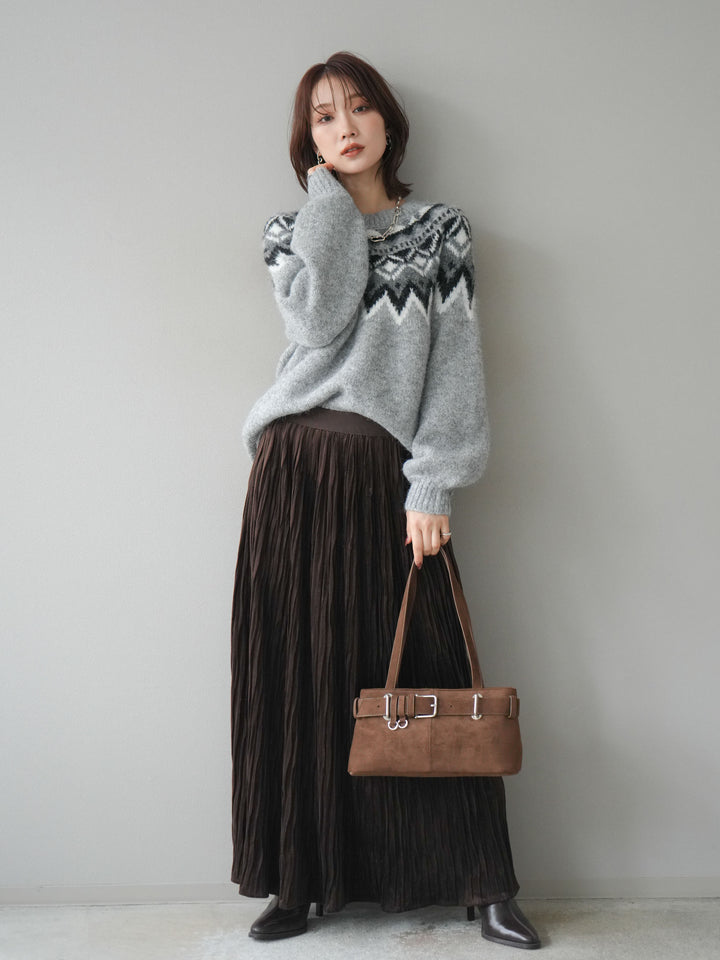 [予約]求心柄オーバーニットプルオーバー/gray